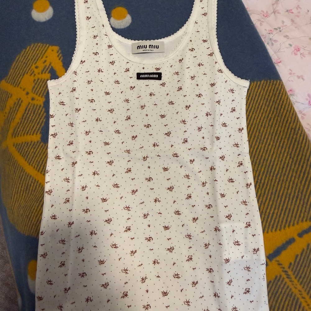 Miu Miu Cream Floral Tank Top